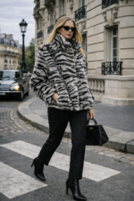 Zebra Desenli Peluş Kürk Ceket - Görsel 4