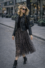 Zebra Desenli Tül Midi Etek - Görsel 2