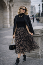 Zebra Desenli Tül Midi Etek - Görsel 4