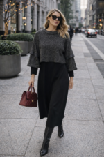 İki Parça Görünümlü Triko Midi Elbise