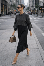 İki Parça Görünümlü Triko Midi Elbise - Görsel 2