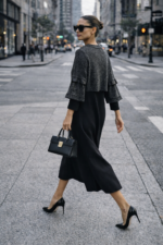 İki Parça Görünümlü Triko Midi Elbise - Görsel 3