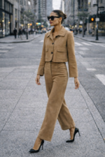 Camel Süet Görünümlü Ceket Pantolon Takım - Görsel 3