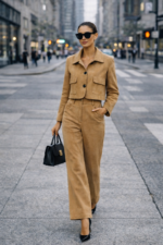 Camel Süet Görünümlü Ceket Pantolon Takım