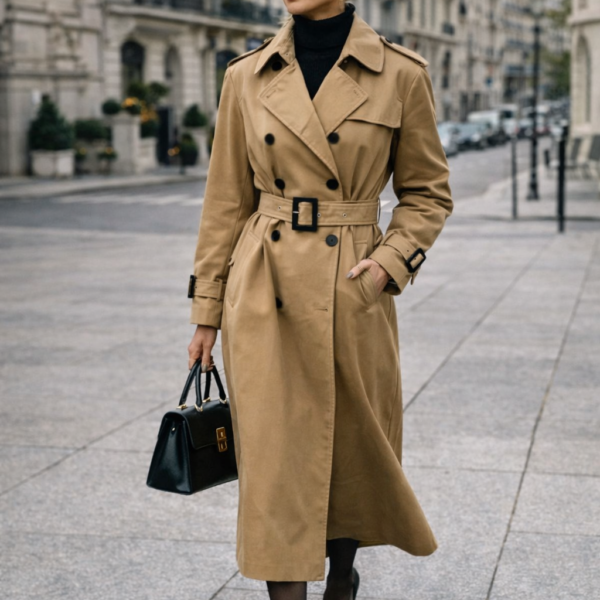Kemerli Uzun Camel Trençkot