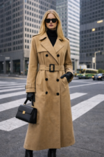 Kemerli Uzun Camel Trençkot - Görsel 4