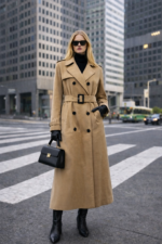 Kemerli Uzun Camel Trençkot - Görsel 2