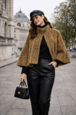 Kahverengi Peluş Crop Ceket - Görsel 3