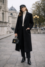 Siyah Uzun Kaşe Kaban