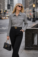 Kazayağı Desenli Fermuarlı Gömlek - Görsel 3