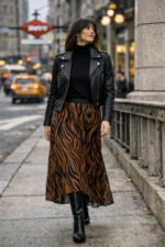 Zebra Desenli Asimetrik Midi Etek - Görsel 3