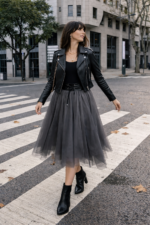 Antrasit Tül Midi Etek