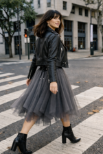 Antrasit Tül Midi Etek - Görsel 2