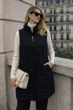 Uzun Kapitone Siyah Şişme Yelek - Görsel 2