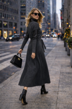 Boğaz Detaylı Kuşaklı Triko Takım (Üst + Uzun Etek) - Görsel 2