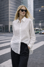 Beyaz Oversize Keten Gömlek