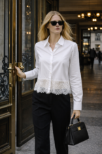 Ekru Dantel Detaylı Gömlek - Görsel 3