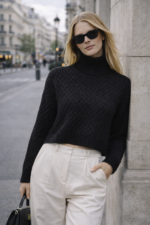 Siyah Sırt Dekolteli Bağlama Detaylı Triko Kazak - Görsel 3