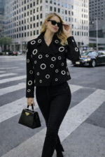 Siyah Halka Detaylı Kruvaze Ceket - Görsel 2