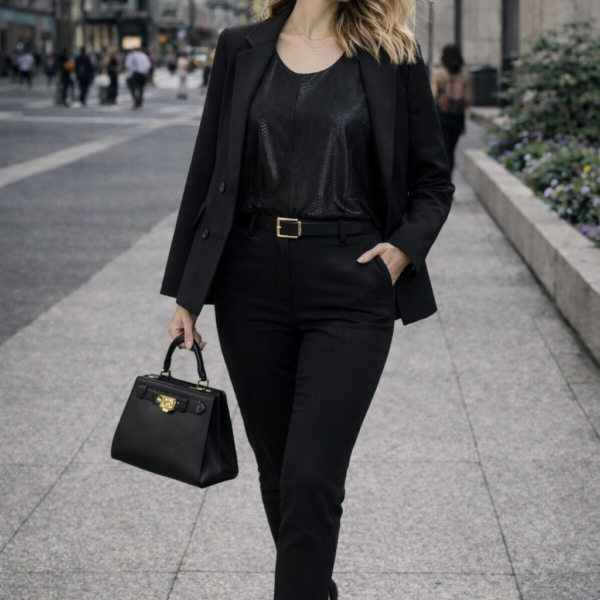 Siyah Dokulu Şık Bluz