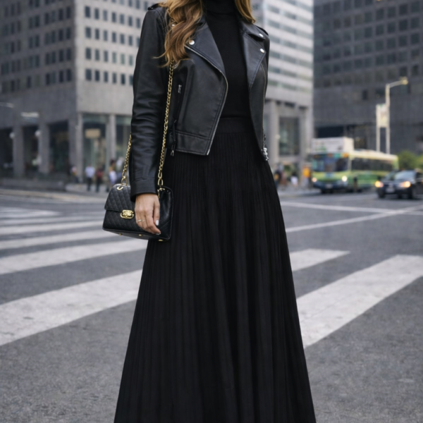 Siyah Biker Deri Ceket