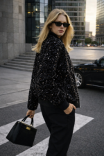 Siyah Payetli Bomber Ceket - Görsel 3